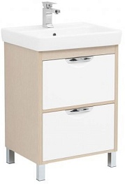 Aquanet Тумба с раковиной Гретта 60 new 2 ящика, светлый дуб – фотография-1