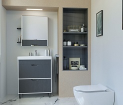 Mixline Мебель для ванной Байкал 75 белая/графит – фотография-2