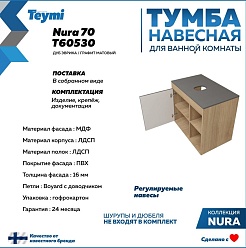 Teymi Тумба с раковиной Nura 70 дуб эврика/графит матовый T60530 раковина T50310 – фотография-10