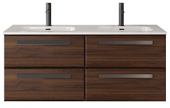 Cezares Тумба с раковиной Eco Cer-N 120 с 4 ящиками орех шоколад софт CZR-8073-120-2 ручки матовые чёрные – фотография-1