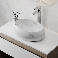 Teymi Раковина накладная Laina 48.5 T51307 белый мрамор – фотография-6