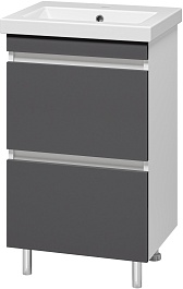 Misty Тумба с раковиной Майна 50 2 ящика графит/белая – фотография-3