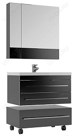 Aquanet Тумба с раковиной Верона 75 подвесная черная – фотография-2