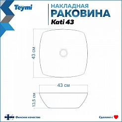 Teymi Раковина накладная в ванную Kati 43 белая T50701 – фотография-7