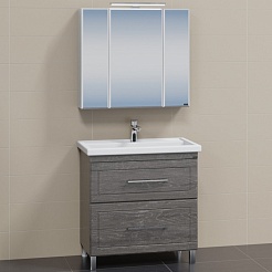 СанТа Мебель для ванной Венера 80 дуб шале графит – фотография-1