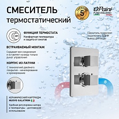 Paini Смеситель для душа Dax-DaxR 84CR690TH с термостатом, встраиваемый, хром – фотография-2