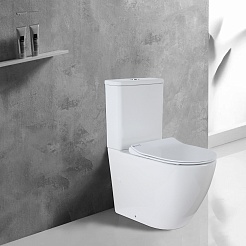 Azario Унитаз-компакт Grado AZ-2141 безободковый с бачком с сиденьем микролифт белый – фотография-2