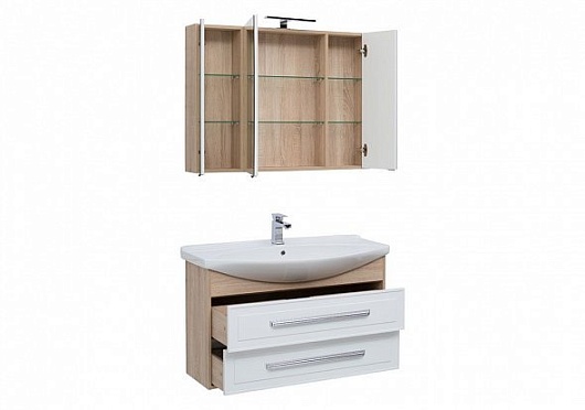 Aquanet Зеркальный шкаф Остин 120 дуб сонома – картинка-3