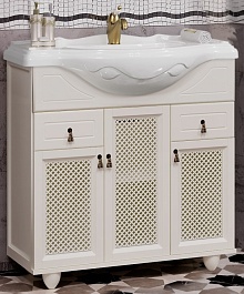 Opadiris Тумба под раковину Тибет 85 с декоративной решеткой, слоновая кость – фотография-1