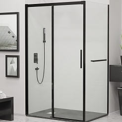 RGW Душевой уголок Leipzig LE-41-1B (LE-12B + Z-060-2B) 100x90 профиль черный стекло прозрачное – фотография-1