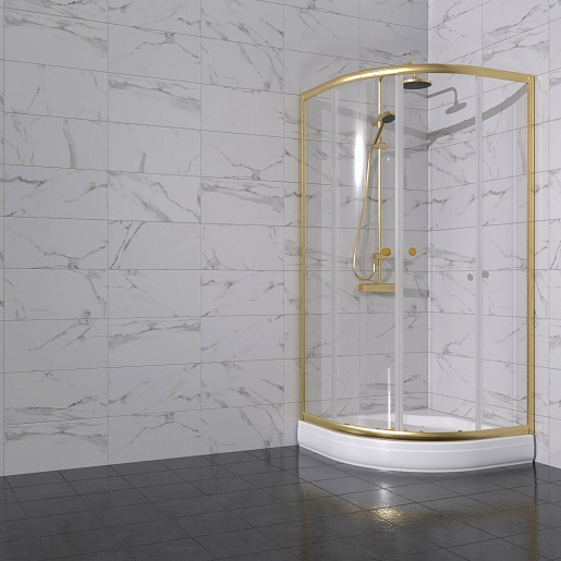 Triton Душевой уголок Альфа-Голд 90x90 стекло прозрачное профиль золото – фотография-6