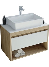 Teymi Тумба с раковиной Ritta 65 дуб эврика/белый матовый T60520 раковина T50005 – фотография-1