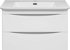 Misty Тумба с раковиной Мираж 80 подвесная белая – фотография-1