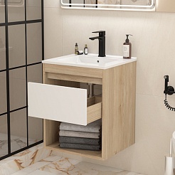 Teymi Тумба с раковиной Vitra 50 подвесная дуб/белый – фотография-5