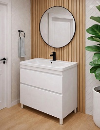 Vivon Тумба с раковиной Atwood 80 напольная белая матовая – фотография-17