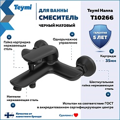 Teymi Смеситель для ванны с душем Hanna T10266 черный матовый – фотография-9