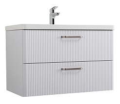 BelBagno Тумба с раковиной Due 80 подвесная Bianco Lucido ручки Матовый атласный никель – фотография-1