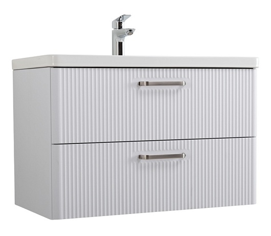 BelBagno Тумба с раковиной Due 80 подвесная Bianco Lucido ручки Матовый атласный никель – фото-1