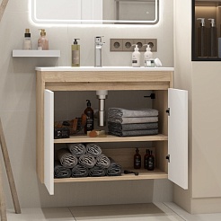 Teymi Тумба с раковиной Netta 75 подвесная дуб/белый – фотография-6