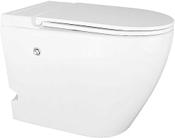 Azario Унитаз приставной AZ102 импульсный безободковый с сиденьем микролифт белый – фотография-1