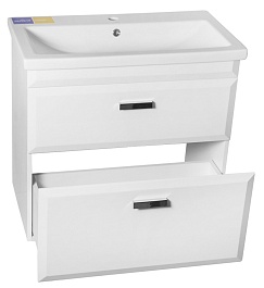 Style Line Тумба с раковиной Лотос 70 Люкс белая PLUS подвесная – фотография-2