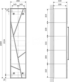 Equil Шкаф пенал Ferro 36 R подвесной лен антрацит/дуб мадера – фотография-4