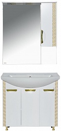 Misty Мебель для ванной Престиж 80 R белая/золотая патина – фотография-1