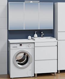 СанТа Мебель для ванной под стиральную машину Марс 120 R 2 ящика белая – фотография-1