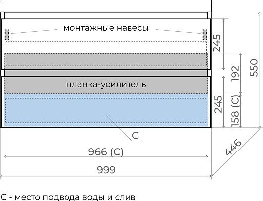 Style Line Тумба под раковину Манхэттен 100 Plus подвесная эмаль графит матовая – фотография-12