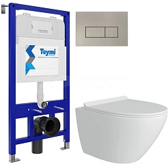 Teymi Унитаз подвесной Lina Pro T40106 с инсталляцией Aina T70011 кнопка Helmi T70204 – фотография-1