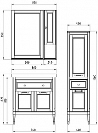 ASB-Woodline Мебель для ванной Гранда 85, шкафчик, антикварный орех – фотография-11