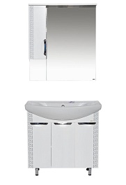 Misty Зеркало-шкаф Престиж 80 L белый/серебряная патина – фотография-6