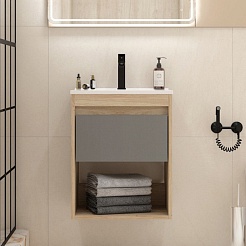 Teymi Тумба под раковину Vitra 50 подвесная без фасада дуб – фотография-6