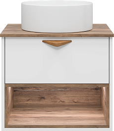 Brevita Тумба с раковиной Bergen 60 подвесная дуб галифакс олово/белая – фотография-1