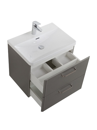 BelBagno Тумба с раковиной Due 60 подвесная Сатин ручки Матовый атласный никель – картинка-13