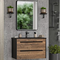 Brevita Мебель для ванной Monsour 80 подвесная дуб галифакс олово/черный кварц