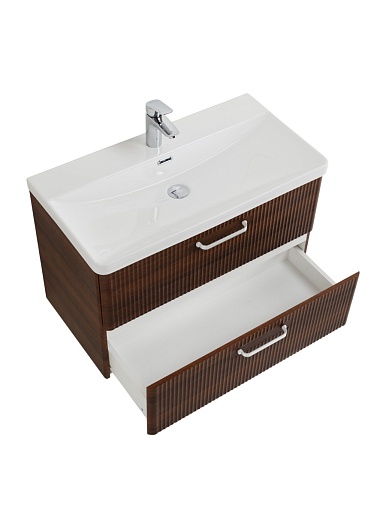 BelBagno Тумба с раковиной Due 80 подвесная Noce ручки Белые – фотография-6