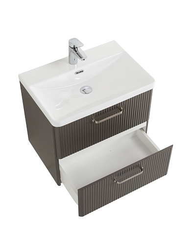 BelBagno Тумба с раковиной Due 50 подвесная Оружейная сталь ручки Матовый атласный никель – фотография-6