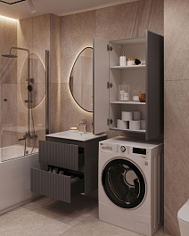 Aquanet Мебель для ванной Джейн 2.0 60 Flat подвесная графит матовый – фотография-4