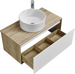 Акватон Тумба под раковину Либерти 90 белая/дуб эльвезия – фотография-13