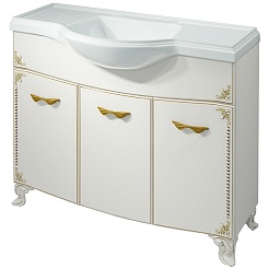 Какса-а Тумба с раковиной Классик-Д 105 белый/золото – фотография-1