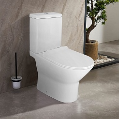 Azario Унитаз-компакт Mons AZ-76004 безободковый с бачком с сиденьем микролифт белый – фотография-2