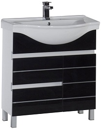 Aquanet Тумба под раковину Доминика 80 с б/к черная – фотография-1