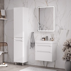 Equil Тумба с раковиной Nice 70 2 ящика подвесная белая – фотография-10