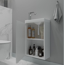 Зов Тумба с раковиной Монови Слим 40 подвесная матовая белая – фотография-4