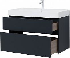 Aquanet Мебель для ванной Бруклин 100 подвесная черная матовая – фотография-26