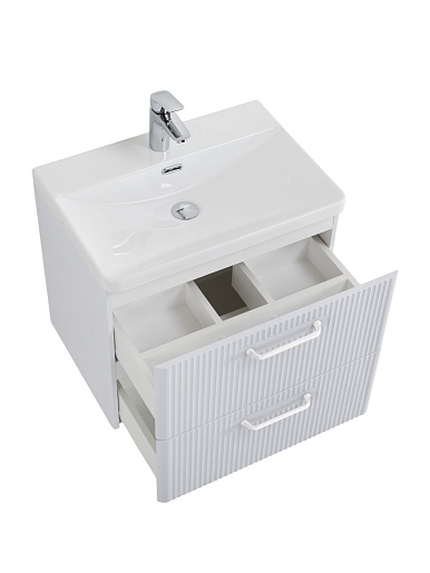 BelBagno Тумба с раковиной Due 60 подвесная Bianco Lucido ручки Белые – фотография-4