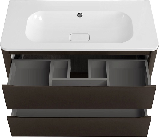 Cezares Тумба с раковиной без отверстия под смеситель Relax 100 подвесная оружейная сталь – картинка-7