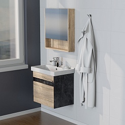 СанТа Мебель для ванной Мира 60 подвесная янтарное дерево/черная – фотография-3