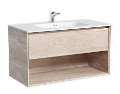 Sancos Тумба с раковиной Marmi 1.0 90 дуб галифакс натуральный раковина Element 91 CN7002 – фотография-1